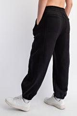 Black Multi Seam Fleece Sweatpants