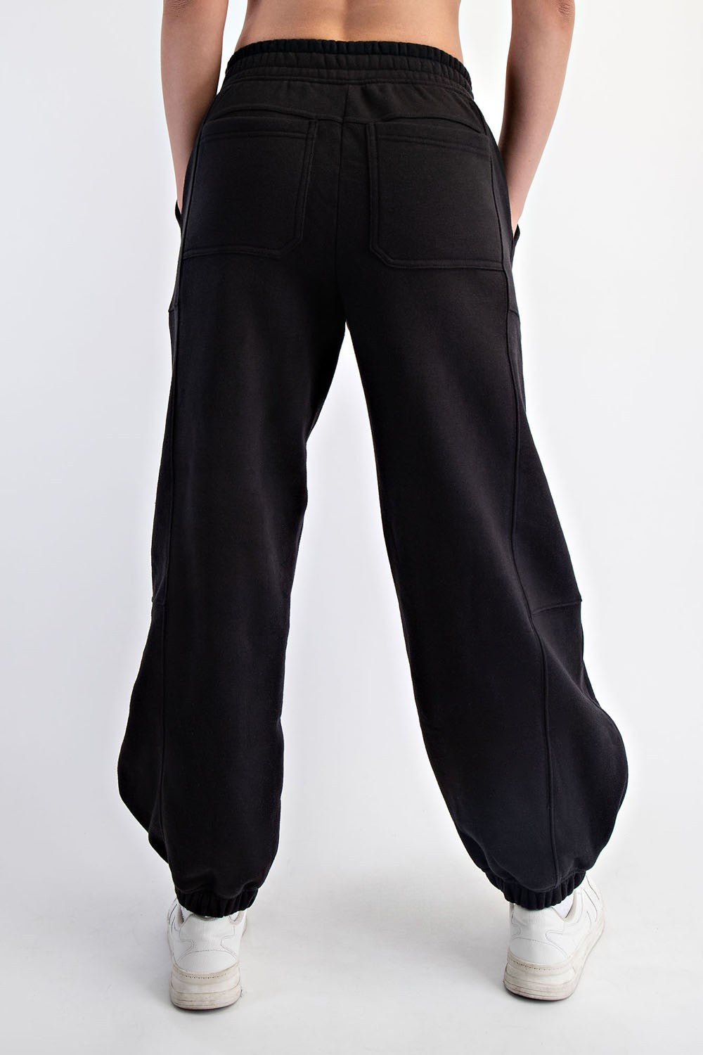 Black Multi Seam Fleece Sweatpants