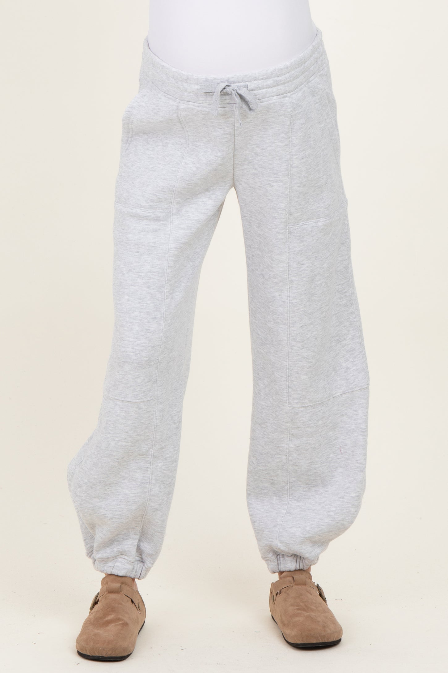 Heather Grey Multi Seam Fleece Maternity Sweatpants