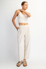 Cream Mineral Wash Pleated Lounge Pants