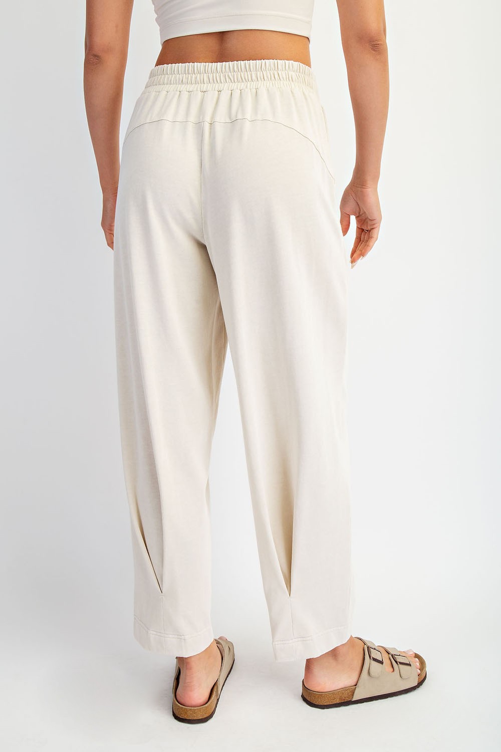Cream Mineral Wash Pleated Lounge Pants