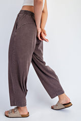Brown Mineral Wash Pleated Lounge Pants