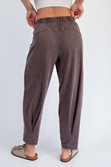 Brown Mineral Wash Pleated Lounge Pants