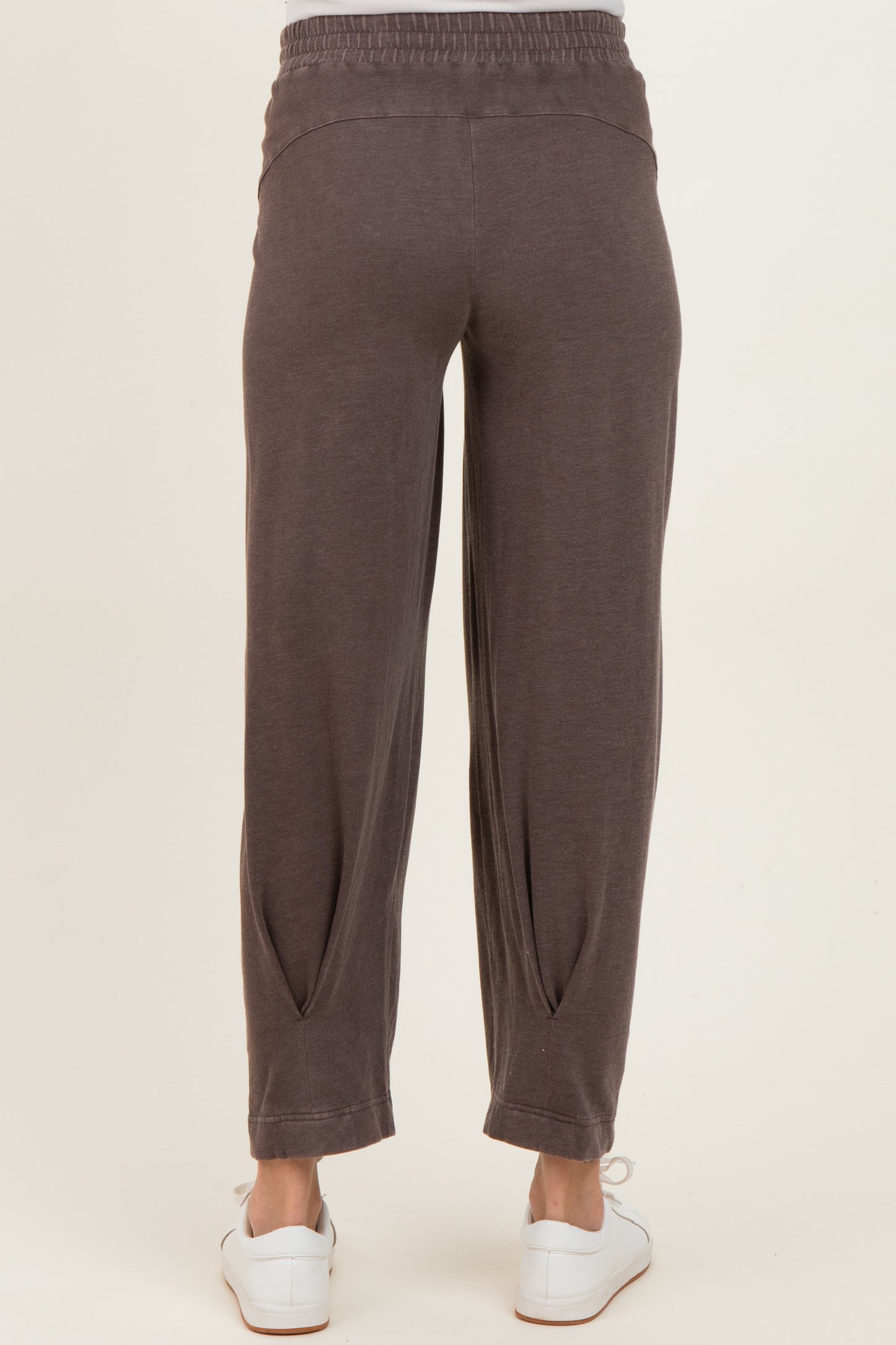 Brown Mineral Wash Pleated Maternity Lounge Pants