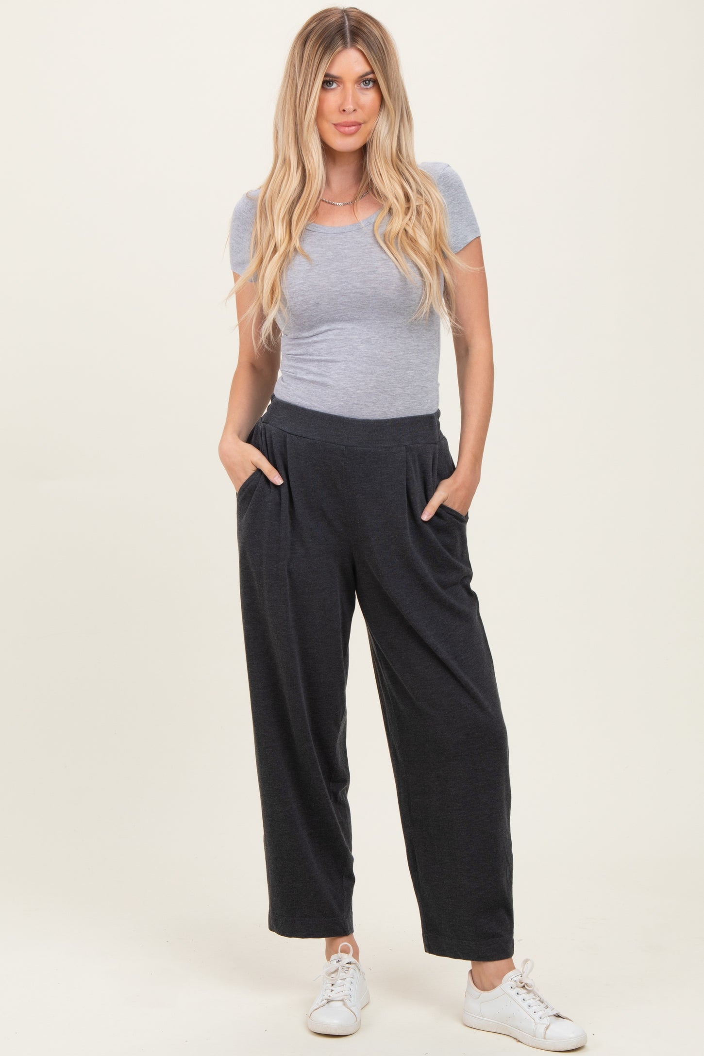 Black Mineral Wash Pleated Lounge Pants