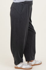 Black Mineral Wash Pleated Maternity Lounge Pants