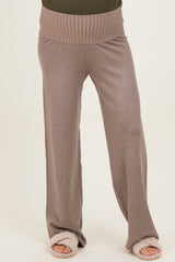 Mocha Ribbed Knit Foldover Waist Maternity Pants