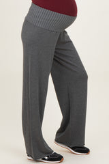 Charcoal Ribbed Knit Foldover Waist Maternity Pants