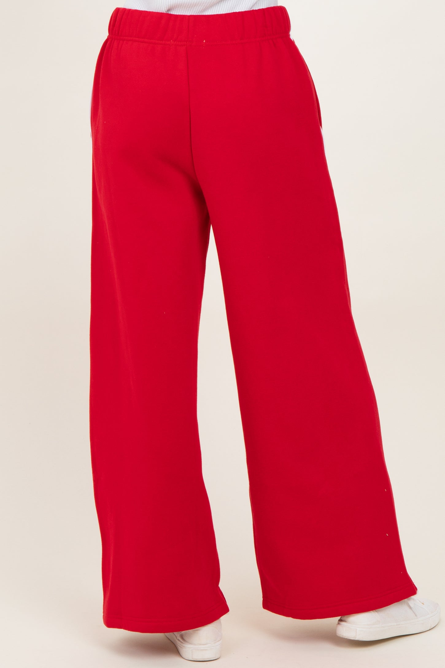 Red Fleece Wide Leg Sweatpants