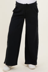 Black Fleece Wide Leg Maternity Sweatpants
