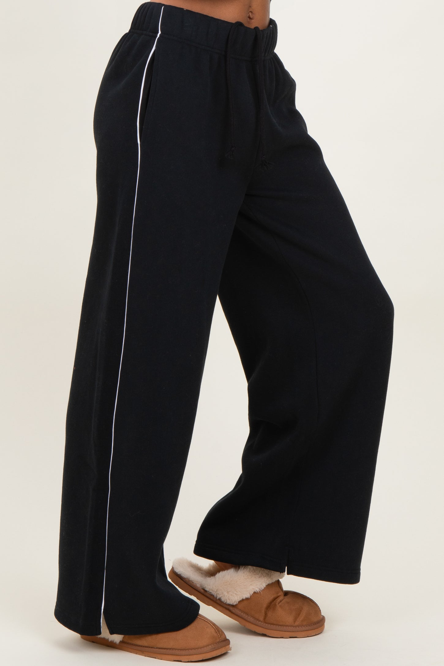 Black Fleece Wide Leg Sweatpants