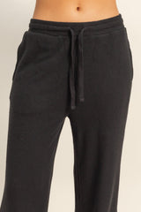 Black Brushed Ribbed Knit Lounge Pants