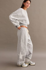Heather Gray Star Patch Drawstring Sweatpants
