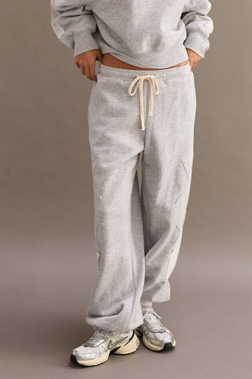 Heather Gray Star Patch Drawstring Sweatpants