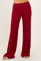 Red Brushed Knit Flare Leg Pants
