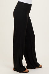 Black Brushed Knit Flare Leg Pants