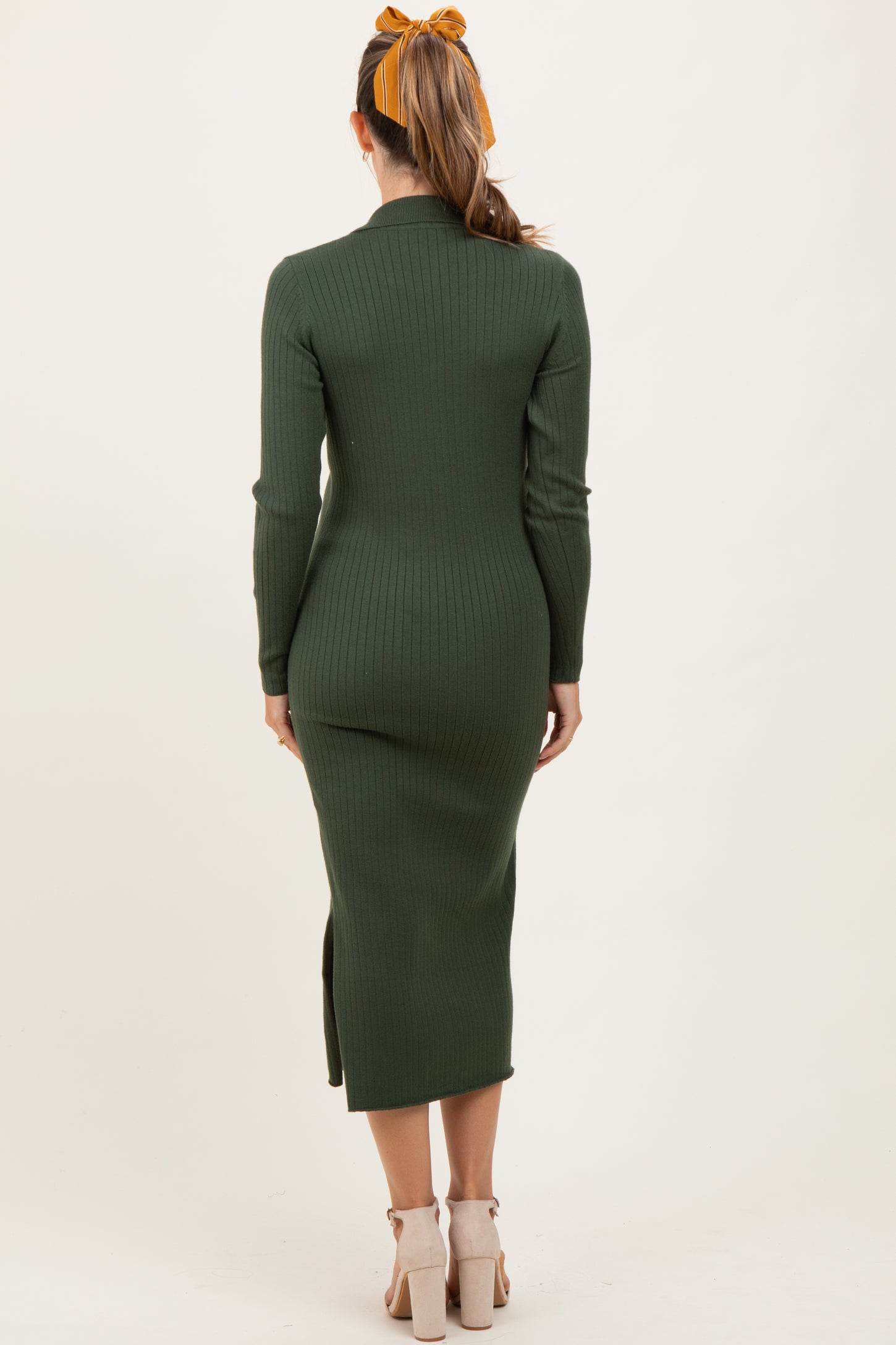 olive knitted dress Pretty Lavish Beau wrap knit midaxi dress in olive