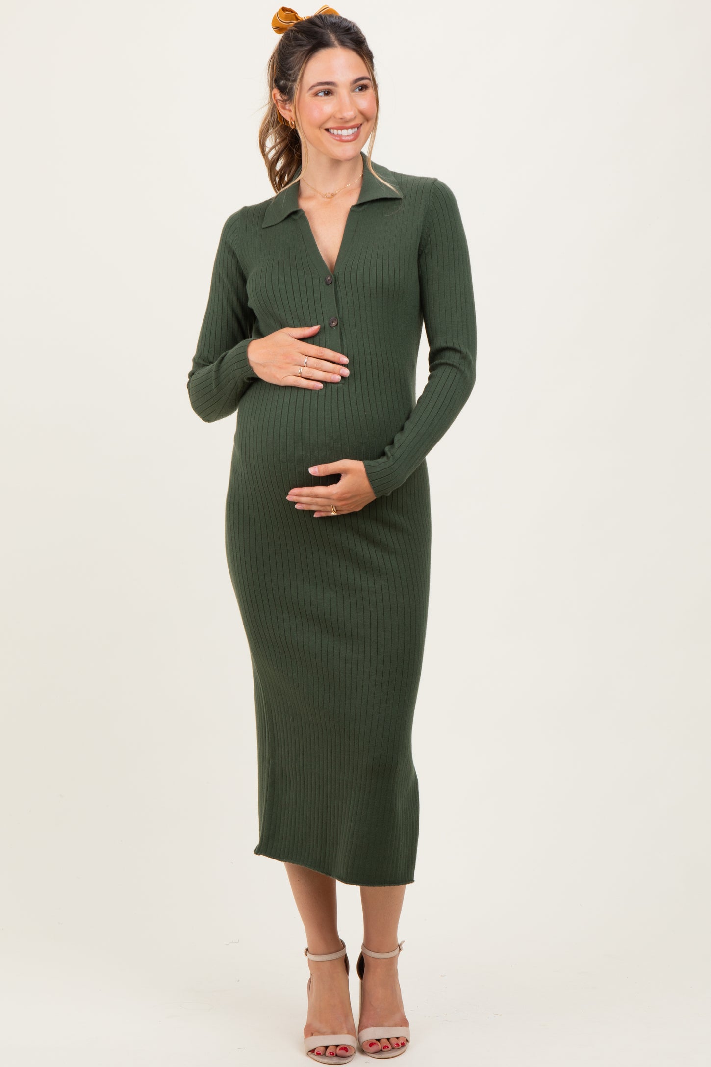 ribbed polo sweater dress The Averie Polo Rib Sweater Dress