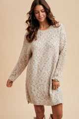 Cream Speckle Knit Maternity Sweater Dress