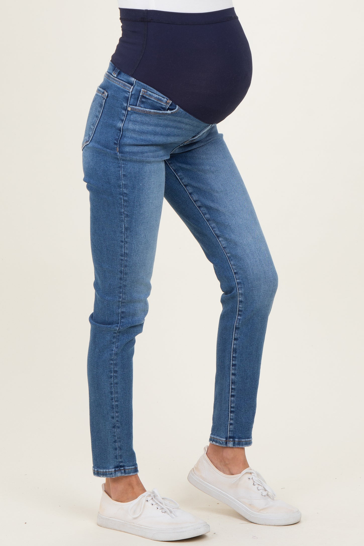 Navy Dark Wash Maternity Skinny Jeans