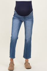 Blue Medium Wash Ankle Straight Leg Maternity Jeans
