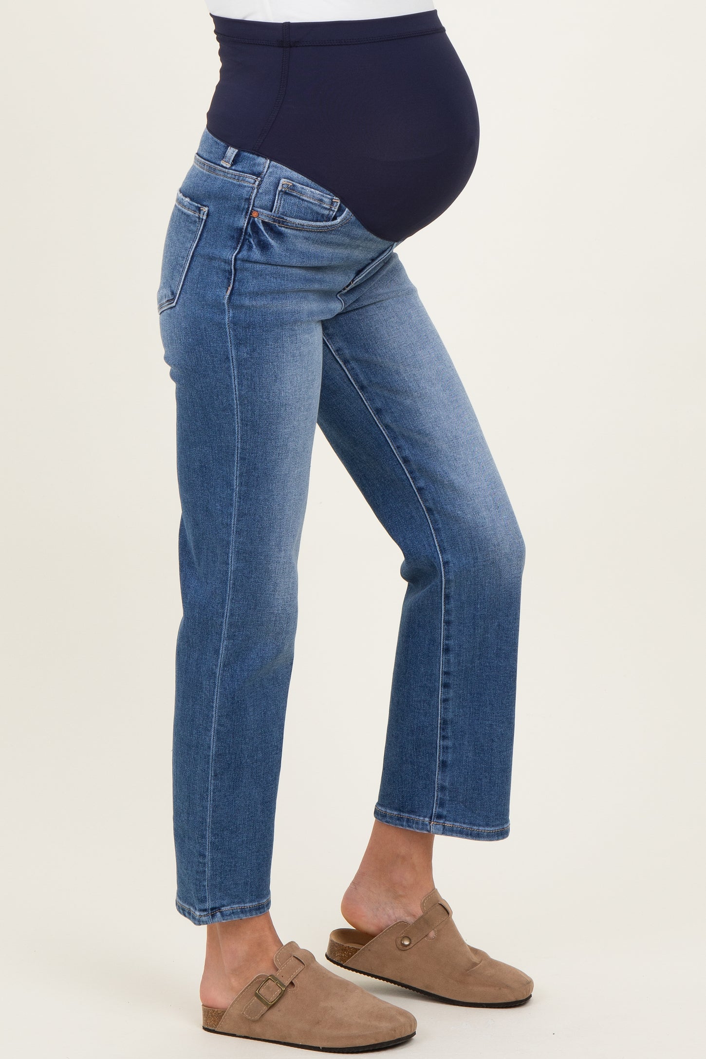 Blue Medium Wash Ankle Straight Leg Maternity Jeans
