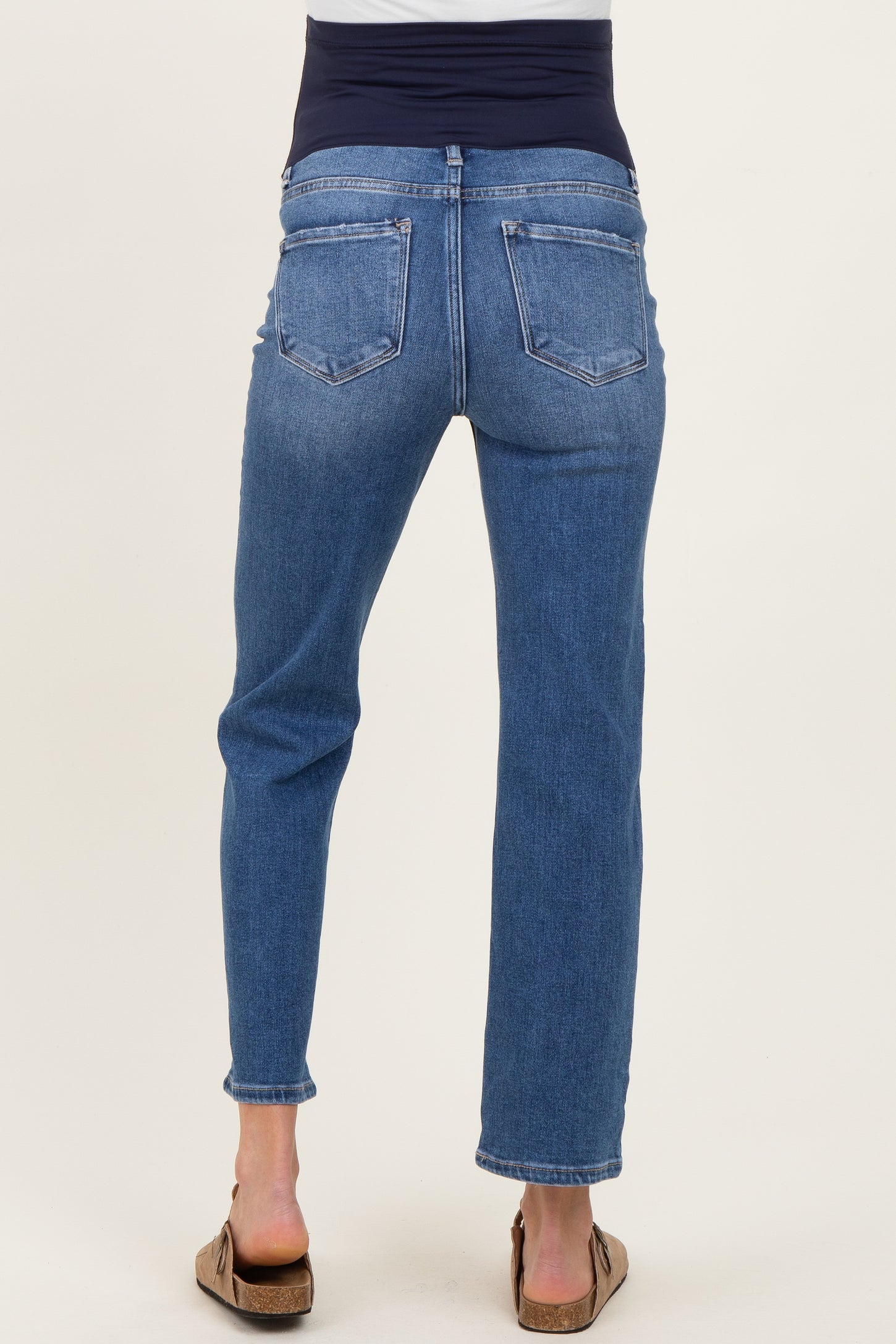 Blue Medium Wash Ankle Straight Leg Maternity Jeans