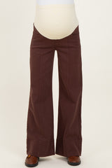Brown Front Seam Wide Leg Maternity Jeans