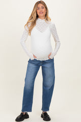 Blue Distressed Slim Barrel Leg Maternity Jeans