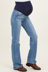 Light Blue Lightly Distressed Maternity Straight Leg Jeans