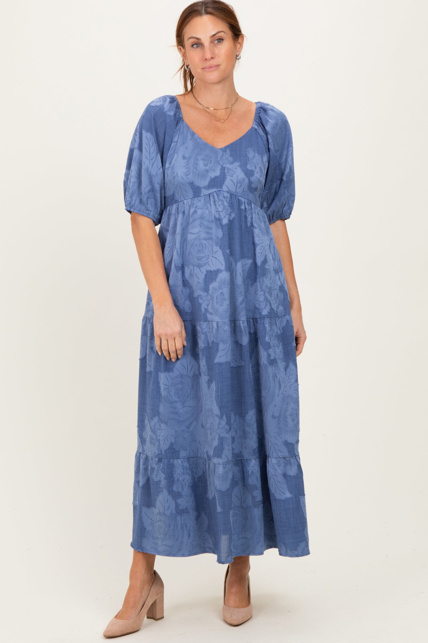midi blue maternity dress Vedolay Maternity Dresses Women's Maternity Wrap Dress Midi Length with Waist Belt,Light Blue S, Size: Small