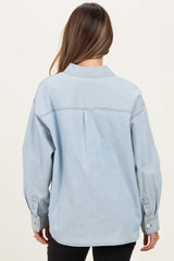 Denim-White Stripe Oversized Maternity Shacket