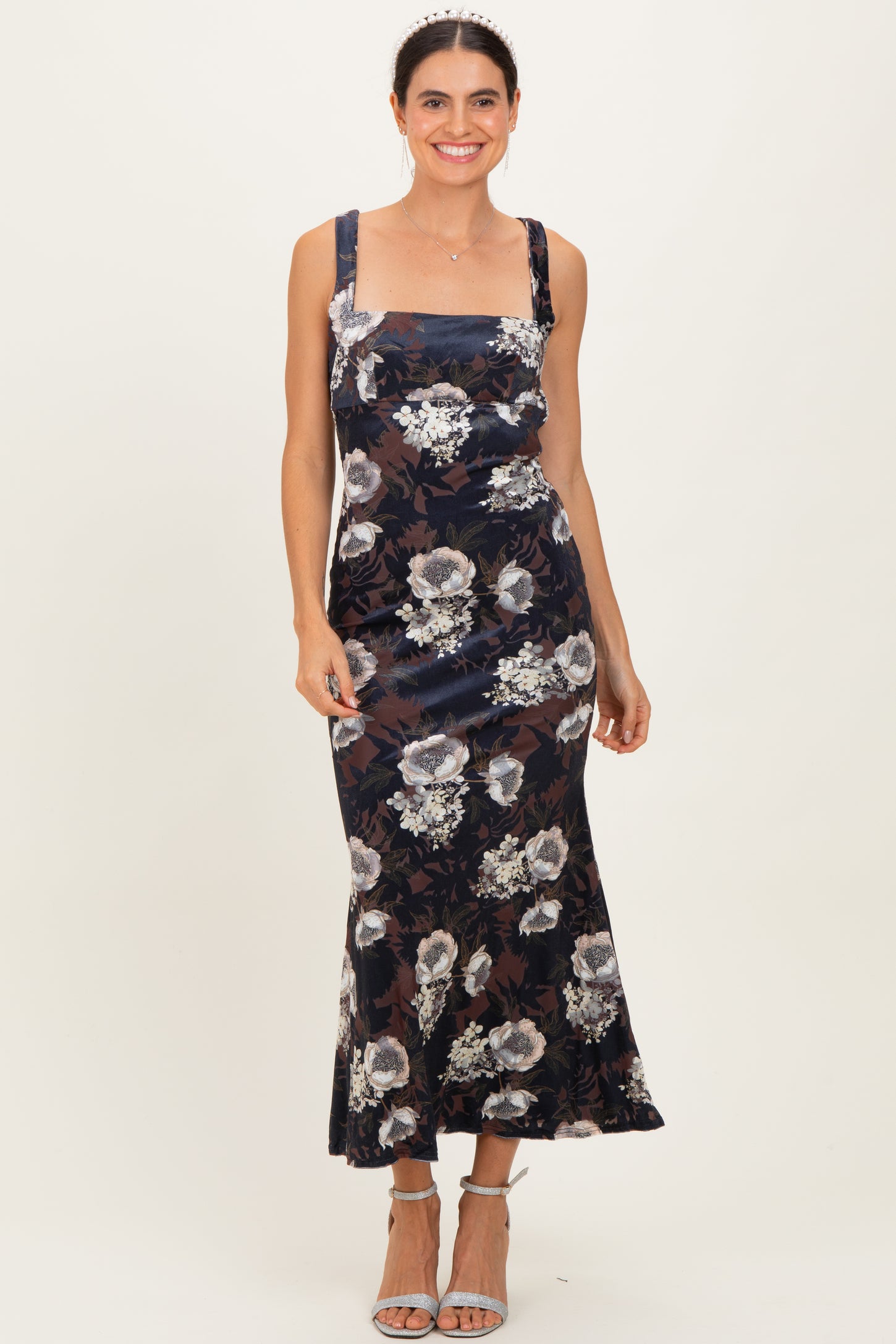 Black Lace Up Back Midi Dress