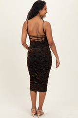 Forest Green Ruching Midi Maternity Dress