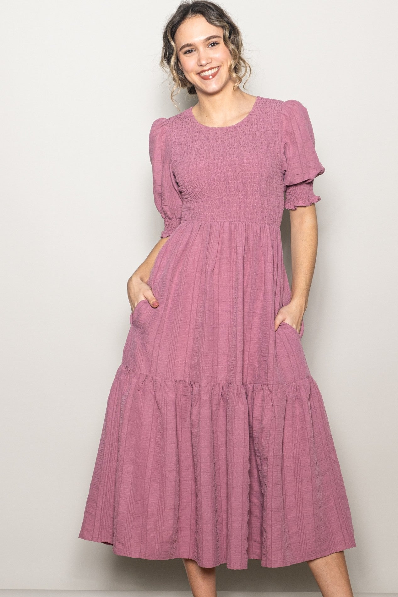 pink flowy maternity dress Mauve Textured keyproduct: Ruched Red Full sleeves Fishtail skirt Color:Wine Floral
