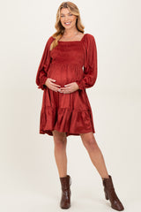 Rust Suede Maternity Dress