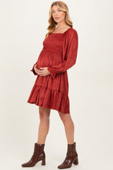 Rust Suede Maternity Dress