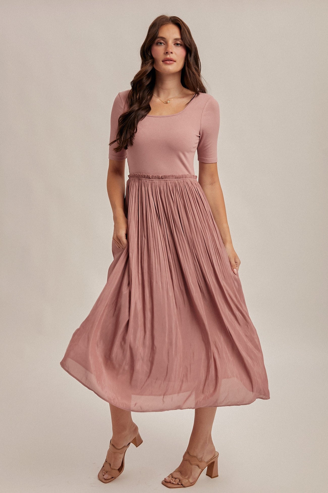 pleated ballet dress Mauve Scoop Neck Skirt Maternity – PinkBlush Style:Corset(Pre-Sale 30days) Long Sleeve Green & Line Dry launchweek-02/28/26