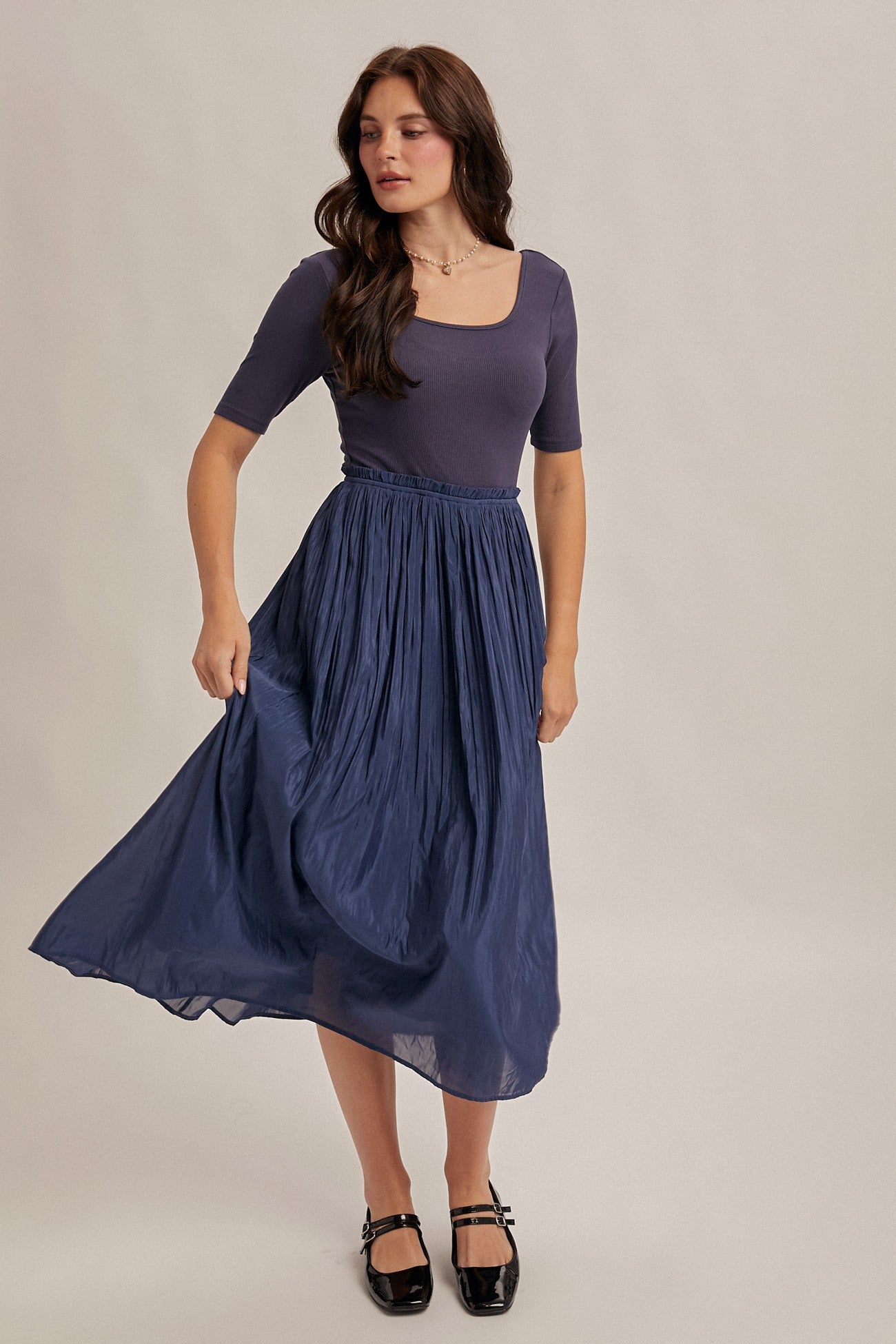 navy dress with pleated skirt Max Mara | Woman - Jersey dress with a pliss-pleated skirt - Navy