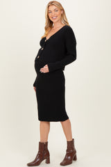 Black Knit Maternity Cardi And Skirt Set