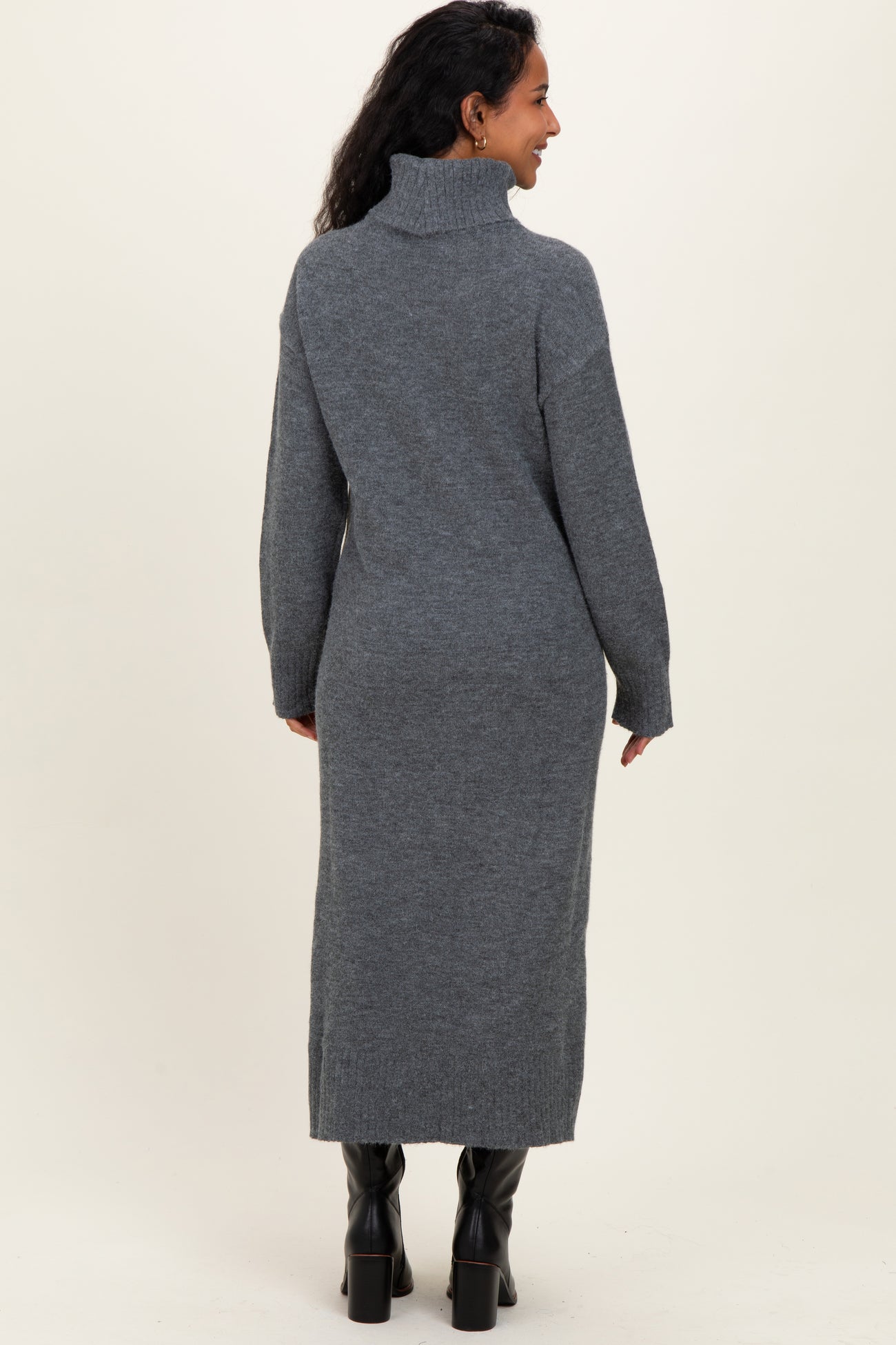 Charcoal Turtleneck Sweater Maternity Midi Dress – PinkBlush Charcoal Turtleneck Sweater Maternity Midi Dress – PinkBlush