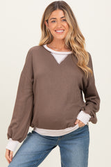 Mocha French Terry Maternity Sweatshirt