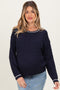 Navy Chunky Cable Knit Maternity Sweater