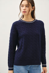 Navy Chunky Cable Knit Maternity Sweater