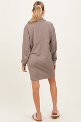 Taupe Brushed Quarter Zip Jersey Lounge Maternity Sweatshirt Dress