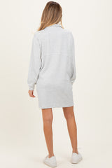 Heather Grey Brushed Quarter Zip Jersey Lounge Maternity Sweatshirt Dress