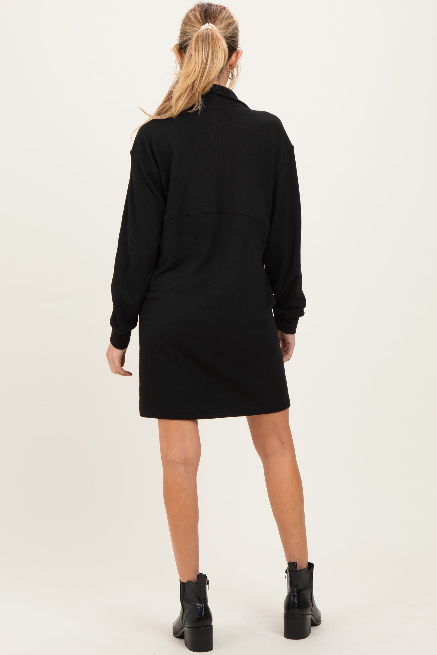 black jersey maternity dress Mamalicious Mia Maternity Long Sleeve Short Dress Black XS Woman