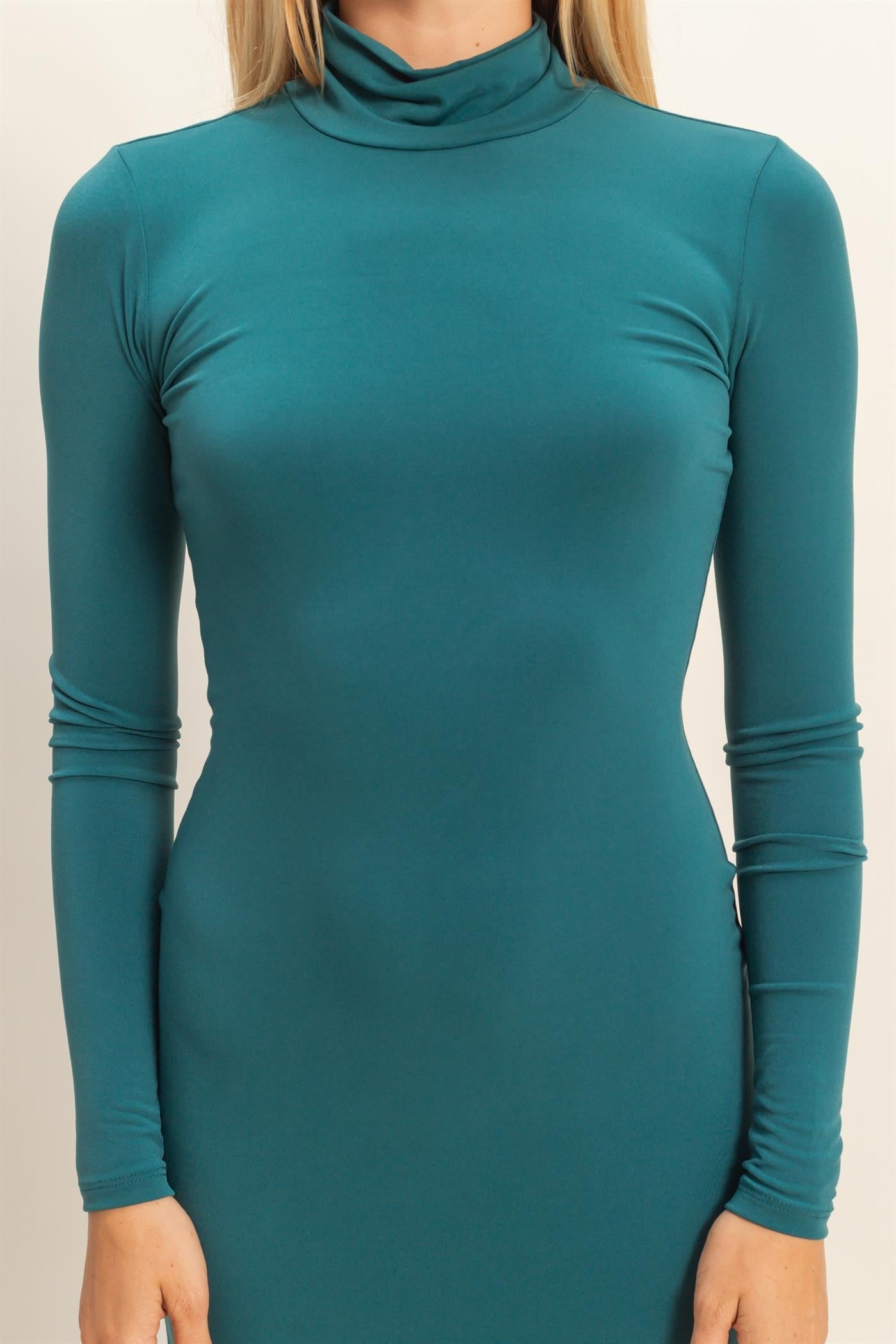 Green Turtleneck Long Sleeve Maxi Dress PinkBlush Green Turtleneck Long Sleeve Maxi Dress PinkBlush