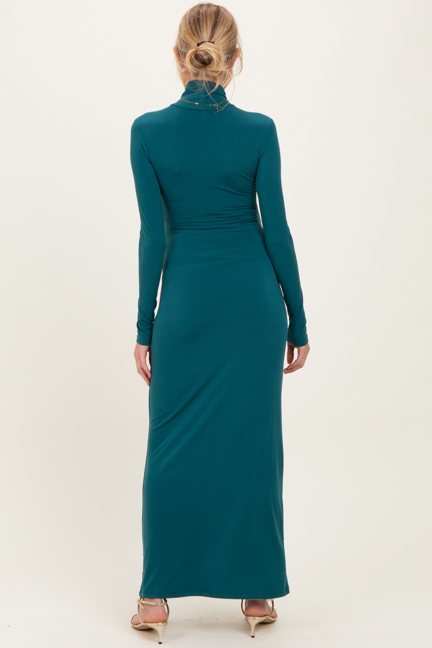 Green Turtleneck Long Sleeve Maternity Maxi Dress Green Turtleneck Long Sleeve Maternity Maxi Dress