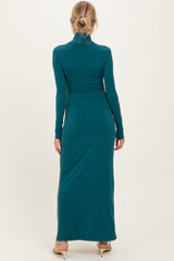 Green Turtleneck Long Sleeve Maternity Maxi Dress